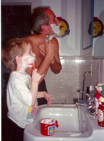 John & Harry shaving 1993
