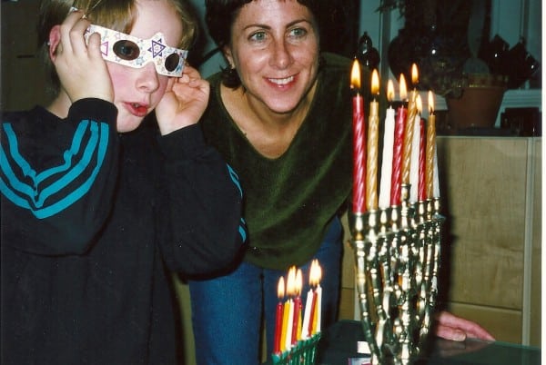 Harry & me on the last night of Hanukkah, 1998